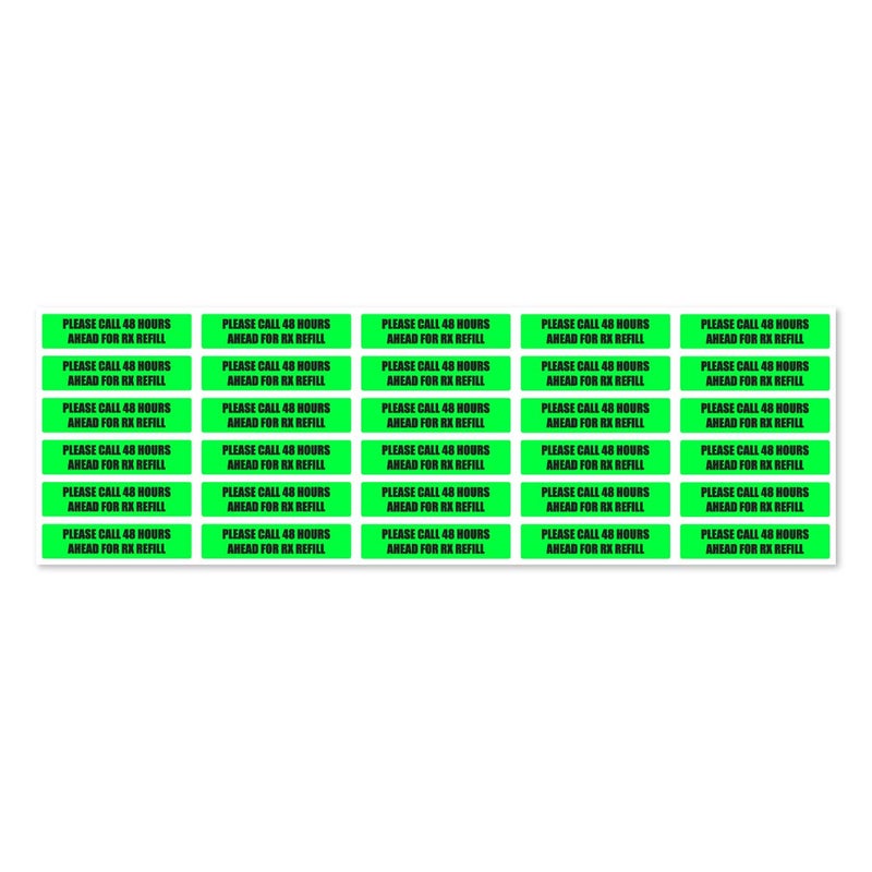 OfficeSmartLabels Please Call 48 Hours Ahead for Rx Refill - Veterinary Stickers - 1.63 x 0.38 Inch for Prescription Labels Veterinary Instruction Labels Medication Stickers - Green, Adhesive - 4 Pkg, 1200 Count - Image 2